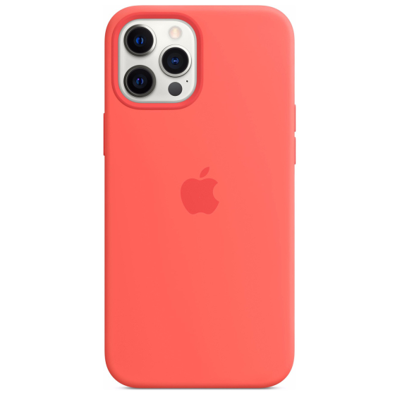 Apple Silikon Case mit MagSafe (iPhone 12 Max / Pro Max) Zitruspink (MHL93ZM/A)