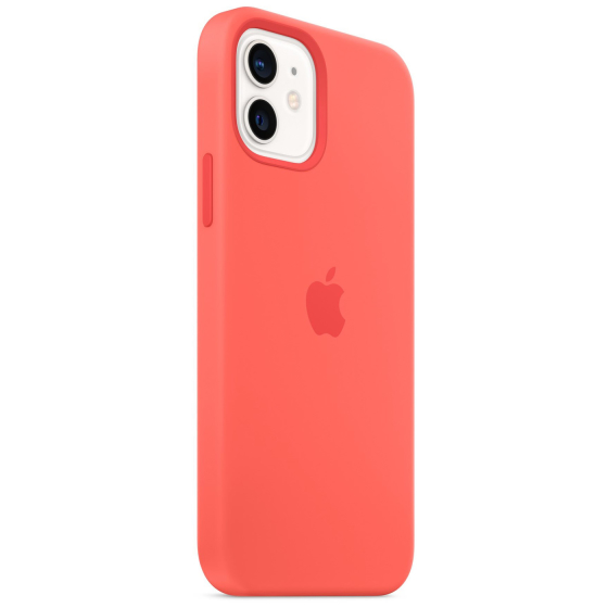 Apple Silikon Case mit MagSafe (iPhone 12 Max / Pro Max) Zitruspink (MHL93ZM/A)