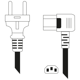 Toshino Netzkabel, Kaltgerätekabel, Computerkabel, Druckerkabel kurz 50 cm - Gerade-Winkel Links - 1er Set